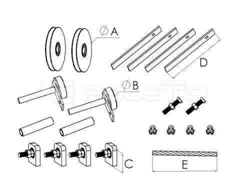 Kit para Portão Contrapeso com Pino e Mancais - Caixa 180mm