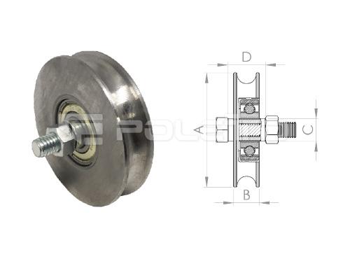 Roldana U Ferro 1/2" com parafuso - 1 rolamento (POLIDA)
