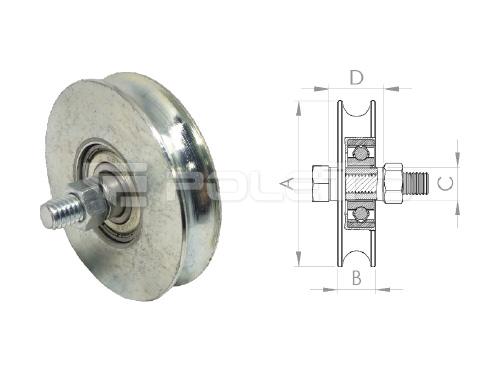 Roldana U Ferro 1/2" com parafuso - 2 rolamentos (ZINCADA)