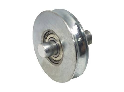 Roldana U Ferro 1/2" com pino - Aço - 1 rolamento (ZINCADA)