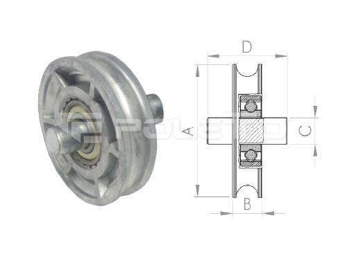 Roldana U Ferro 1/2" com pino - ZAMAC - 1 rolamento (POLIDA)