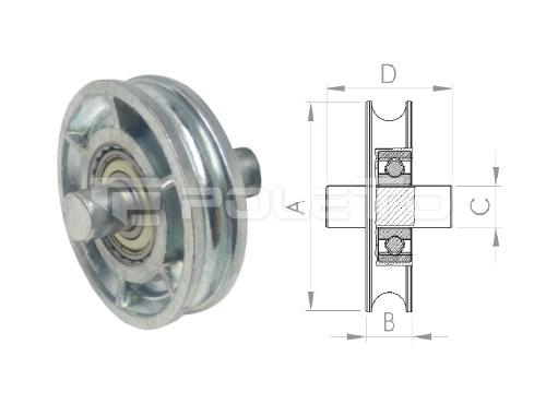 Roldana U Ferro 1/2" com pino - ZAMAC - 1 rolamento (ZINCADA)