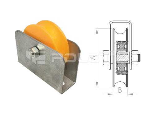 Roldana U Ferro 1/2" cx fechada c/ pa. - 1 rolamento (NYLON)