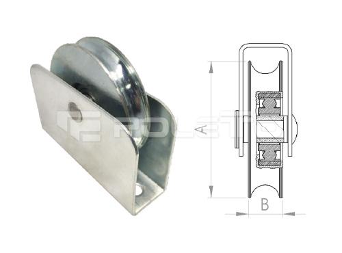 Roldana U Ferro 1/2" cx fechada rebite - 1 rolamento (ZINCADA)