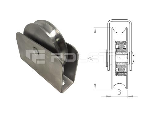 Roldana U Ferro 1/2" cx fechada rebite - 2 rolamentos (POLIDA)