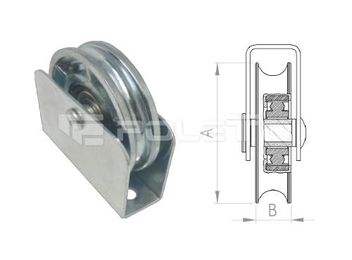 Roldana U Ferro 1/2" cx fechada rebite - 1 rolamento (ZAMAC)