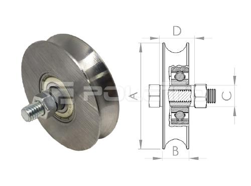 Roldana U Ferro 5/8" Aço - com parafuso - 1 rolamento (POLIDA)