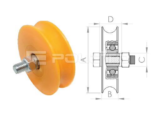 Roldana U Ferro 5/8" - com parafuso - 1 rolamento (NYLON)