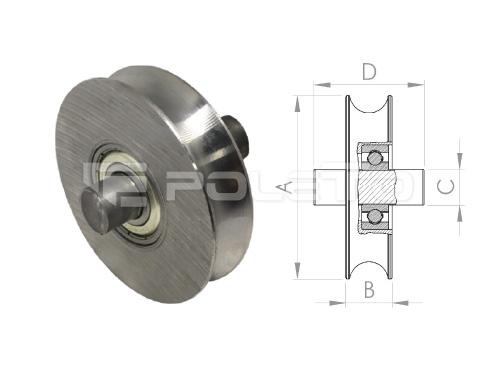 Roldana U Ferro 5/8" com pino - Aço - 1 rolamento (POLIDA)