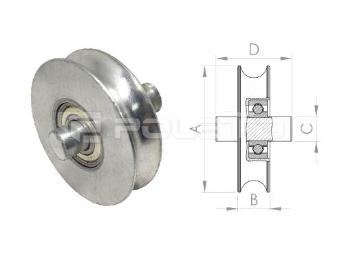 Roldana U Ferro 5/8" com pino - Aço - 1 rolamento (ZINCADA)
