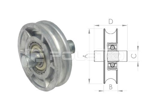 Roldana U Ferro 5/8" com pino - ZAMAC - 1 rolamento (POLIDA)