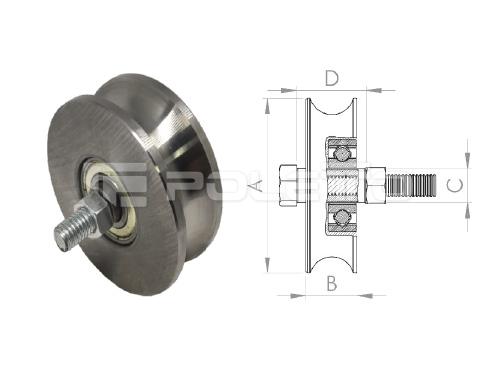 Roldana U Ferro 3/4" - Parafuso - 2 Rolamentos (POLIDA)