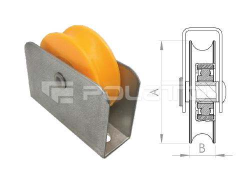 Roldana U Ferro 5/8" cx fechada rebite - 1 rolamento (NYLON)