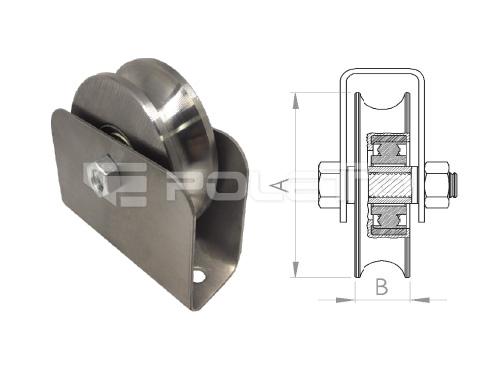 Roldana U Ferro 3/4" cx fechada parafuso - 1 rolamento (POLIDA)