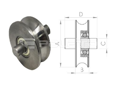 Roldana U Ferro 3/4" - Pino - 2 Rolamentos (POLIDA)