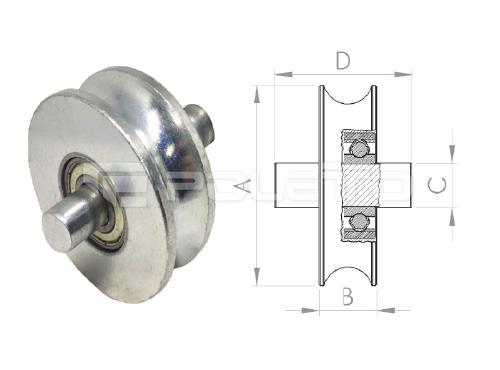 Roldana U Ferro 3/4" - Pino - 2 Rolamentos (ZINCADA)