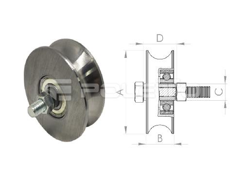 Roldana U Ferro 7/8" - Parafuso - 1 rolamento (POLIDA)