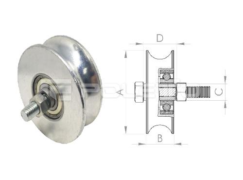 Roldana U Ferro 7/8" - Parafuso - 1 rolamento (ZINCADA)