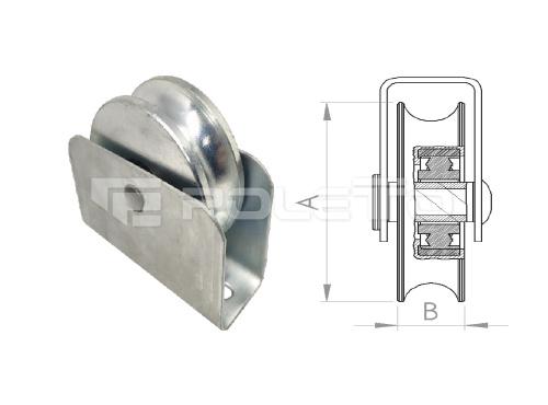 Roldana U Ferro 3/4" cx fechada rebitada - 1 rolamento (ZINCADA)