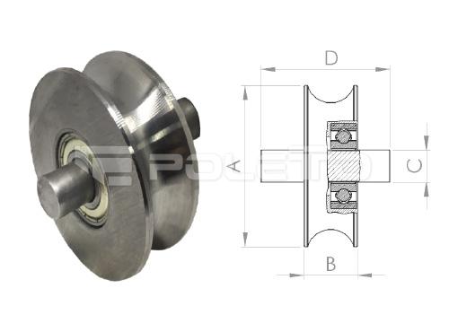 Roldana U Ferro 7/8" - Pino - 1 rolamento (POLIDA)