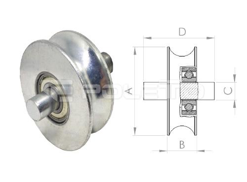 Roldana U Ferro 7/8" - Pino - 1 rolamento (ZINCADA)