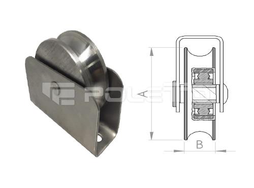 Roldana U Ferro 3/4" cx fechada rebitada - 2 rolamentos (POLIDA)