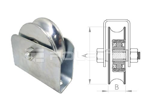 Roldana U Ferro 7/8" Cx Fechada parafuso - 1 rolamento (ZINCADA)