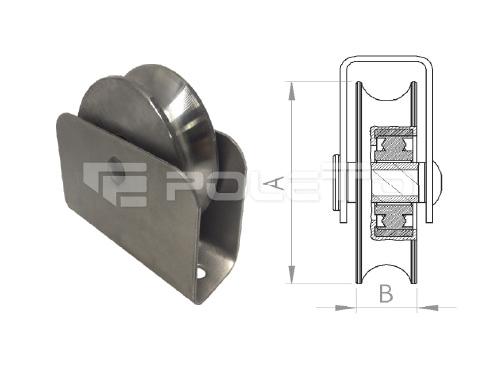 Roldana U Ferro 7/8" Cx Fechada rebitada - 2 rolamentos (POLIDA)
