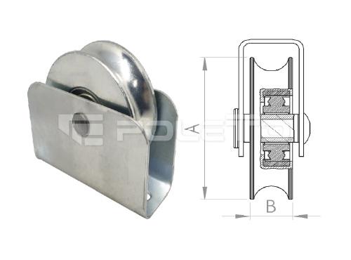 Roldana U Ferro 7/8" Cx Fechada rebitada - 2 rol. (ZINCADA)