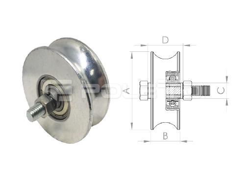Roldana U Tubo 1/2" - parafuso - 2 rolamentos (ZINCADA)