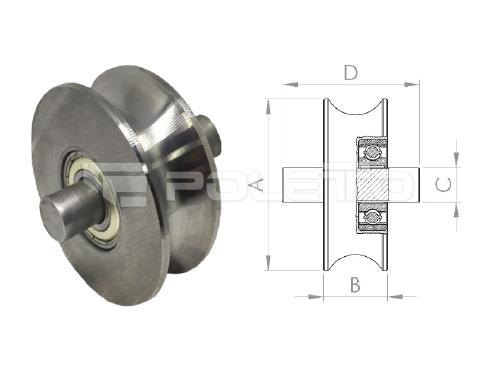 Roldana U Tubo 1/2" - pino - 2 rolamentos (POLIDA)