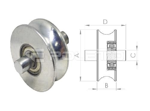Roldana U Tubo 1/2" - pino - 2 rolamentos (ZINCADA)