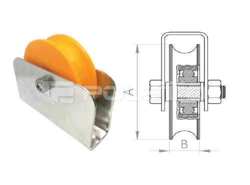 Roldana U Tubo 1/2" Caixa Fechada Parafuso - 1 rolamento (NYLON)