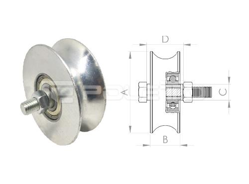 Roldana U Tubo 3/4" - parafuso - 1 rolamento (ZINCADA)