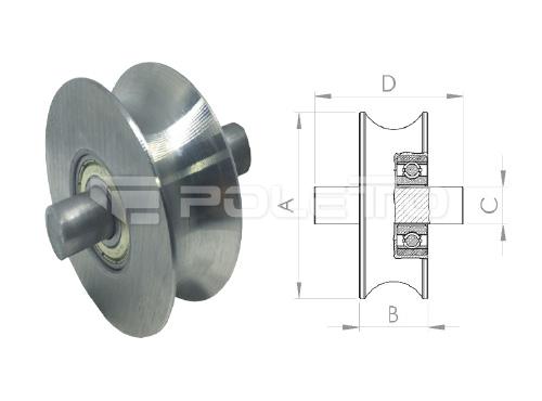 Roldana U Tubo 3/4" - pino - 1 rolamento (POLIDA)