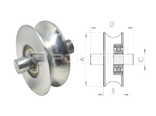 Roldana U Tubo 3/4" - pino - 1 rolamento (ZINCADA)