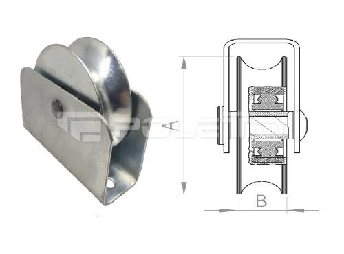 Roldana U Tubo 3/4" - Cx. fechada - rebitada - 2 rol. (ZINCADA)