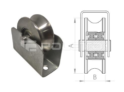 Roldana U Tubo 1/2" - Suporte Encaixado - 1 rolamento (POLIDA)