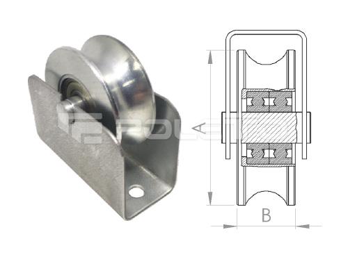 Roldana U Tubo 1/2" - Suporte Encaixado - 2 rolamentos (ZINCADA)