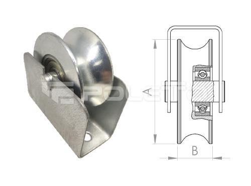 Roldana U Tubo 3/4" - Suporte Encaixado - 1 rolamento (ZINCADA)