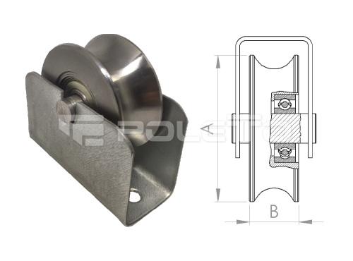 Roldana U Tubo 3/4" - Suporte Encaixado - 2 rolamentos (POLIDA)