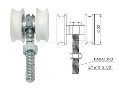 Roldana Dupla Nylon Parafuso
