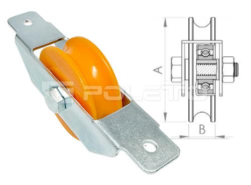 Roldana U Ferro 5/8" caixa aberta aço e parafuso (NYLON)